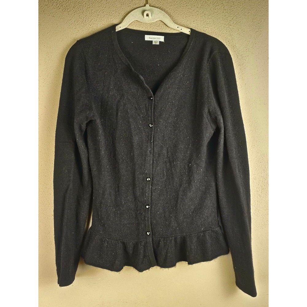 Garnet Hill Womens Black Cashmere Cardigan Sweater Small - Missing Button
